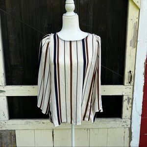 1970s striped flowy tunic or mini dress bell sleeves
